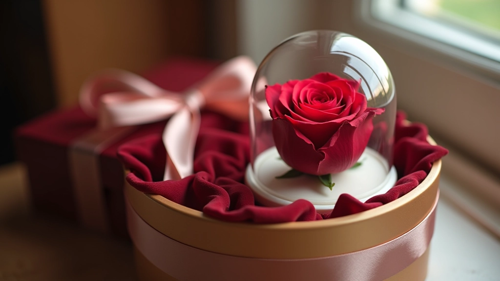 Luxury gift box with preserved rose dome